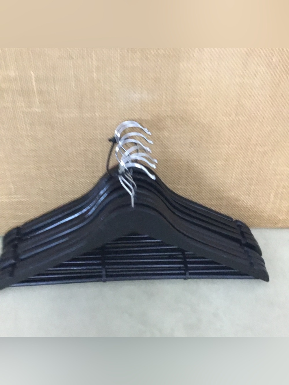 Ikea Boomerang Wood Black Clothes Hangers Set of 8 - B270